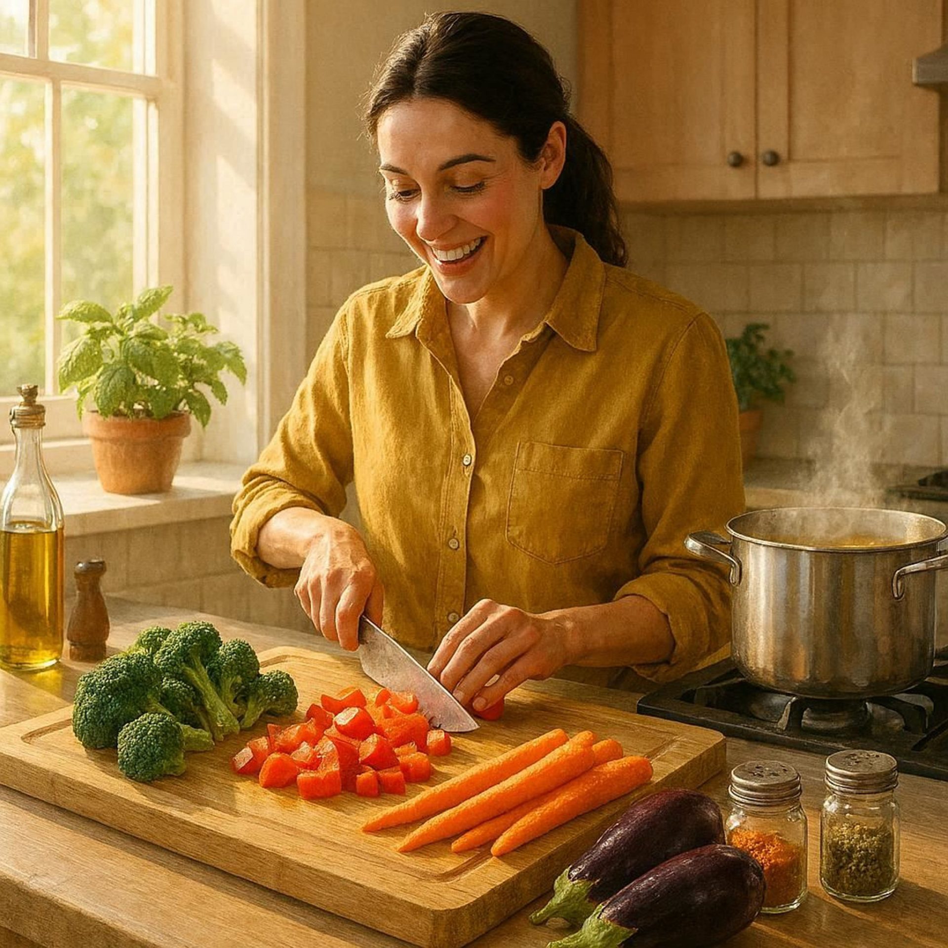 woman preparing a healthy meal to support personal growth and long-term recovery